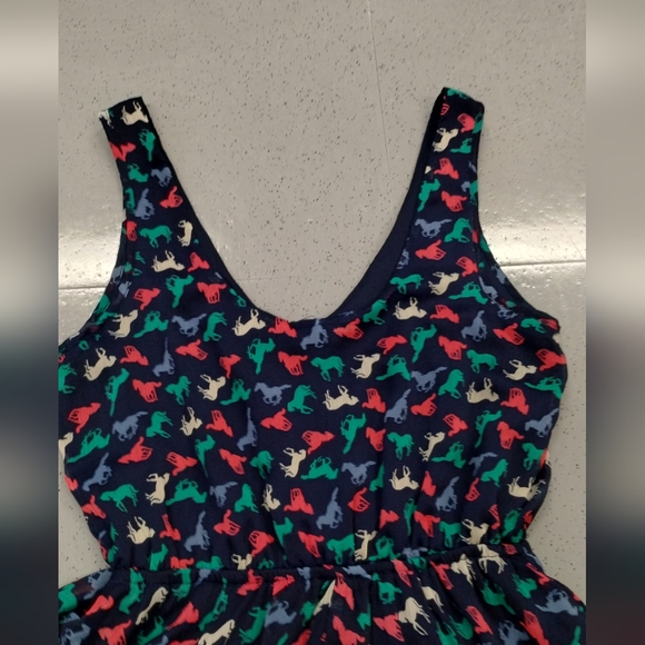 Xhilaration Retro Horse Print Peter Pan Dress Juniors Deep Navy SZ S/P FairyCore - Picture 7 of 15